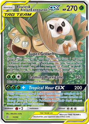 Rowlet & Alolan Exeggutor GX card image