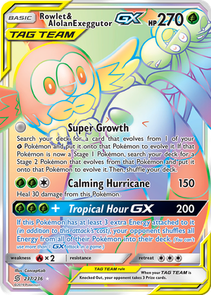 Rowlet & Alolan Exeggutor GX card image
