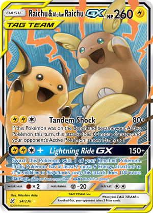 Raichu & Alolan Raichu GX card image